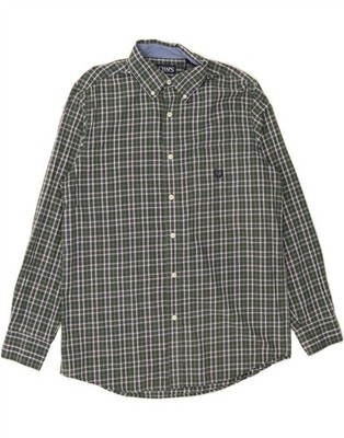 CHAPS Herren pflegeleichtes Flanellhemd Medium grün kariert Baumwolle AA12