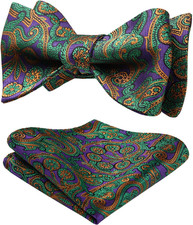 Bow Ties for Men Paisley Bowties Mens Self Tie Bow Tie and Pocket Square Set For