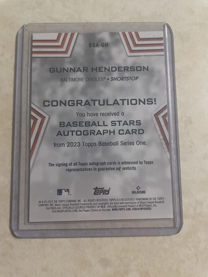 2023 Topps Now Gunnar Henderson Rookie Baseball Stars Auto - Image 2 of 2