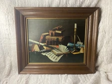 VTG Music &Literature Matte Framed Print Sig 1878 ESTATE