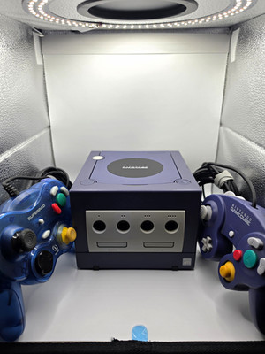 Nintendo GameCube DOL-001(USA) Purple Console Bundle 2 Controllers 2 Memory Card