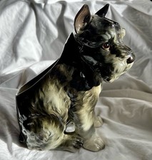 VTG Ceramic schnauzer Planter Black Gray Whit...