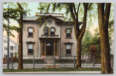 Salem Mass Now and Then Club House Washington Square Postcard