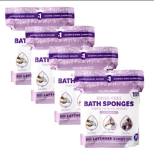 Scrubzz Rinse-Free Bath Sponges 4 Pack (100 Sheets) Lavender – No Rinse Wipes