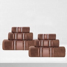 Cotton 6 Piece Towel Set 2 Bath 2 Hand 2 Washcloth Quick Dry Chocolate