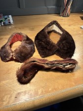 Vintage Lot of 3 Brown Mink Fur Round Collars Detachable Women's Accessories