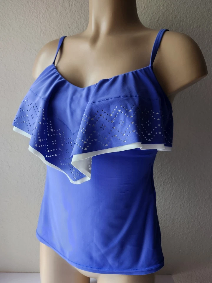 Camiseta Tankini Croft & Barrow con Volantes Talla 6 Azul Violeta Foto 3 de 4