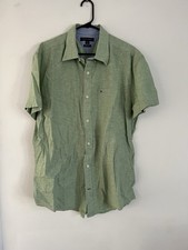 Tommy Hilfiger Regular Fit XL 55 Linen Green Short Sleeve Button Up Shirt