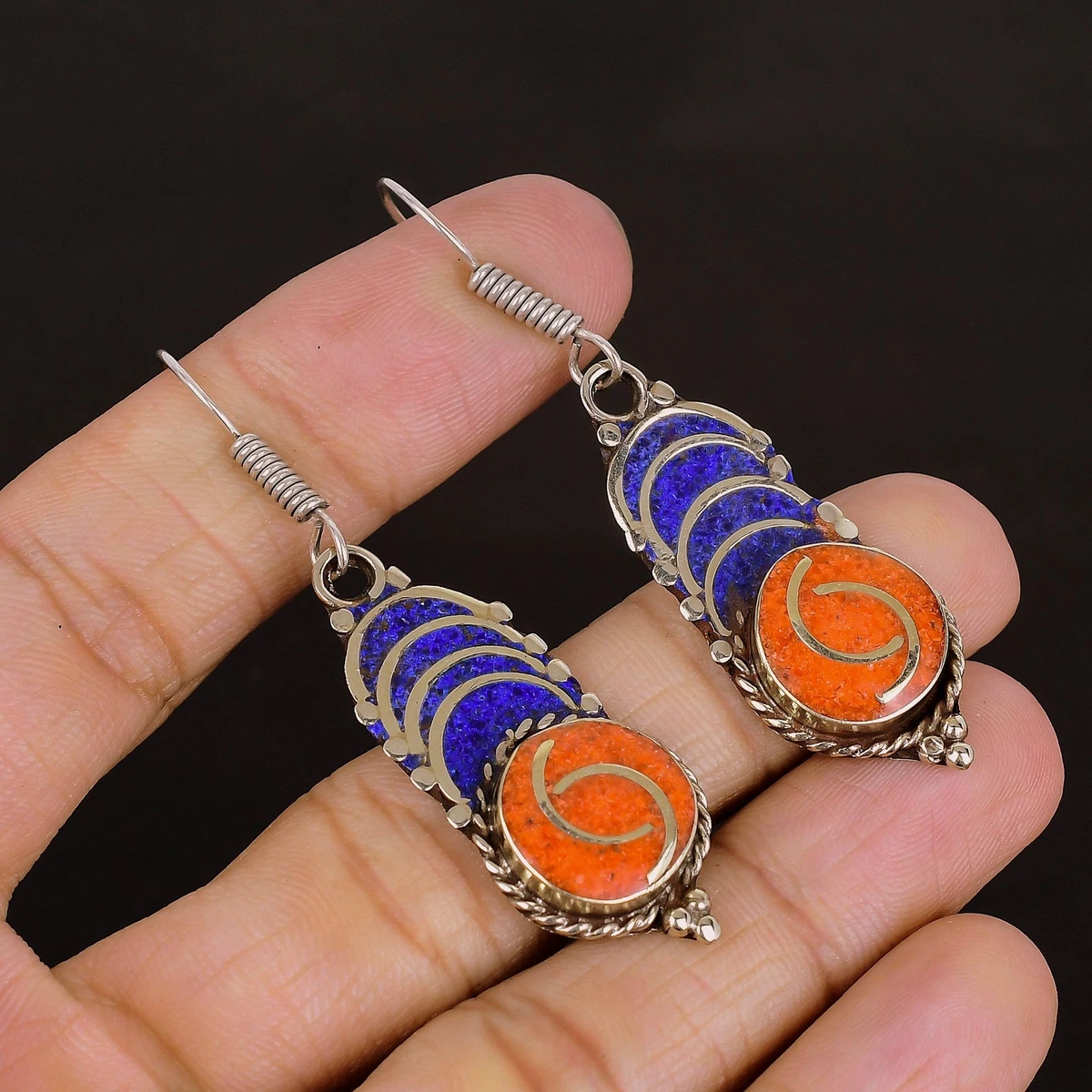 Boucles d'oreilles fantaisie créoles orientales Tadiba en argent