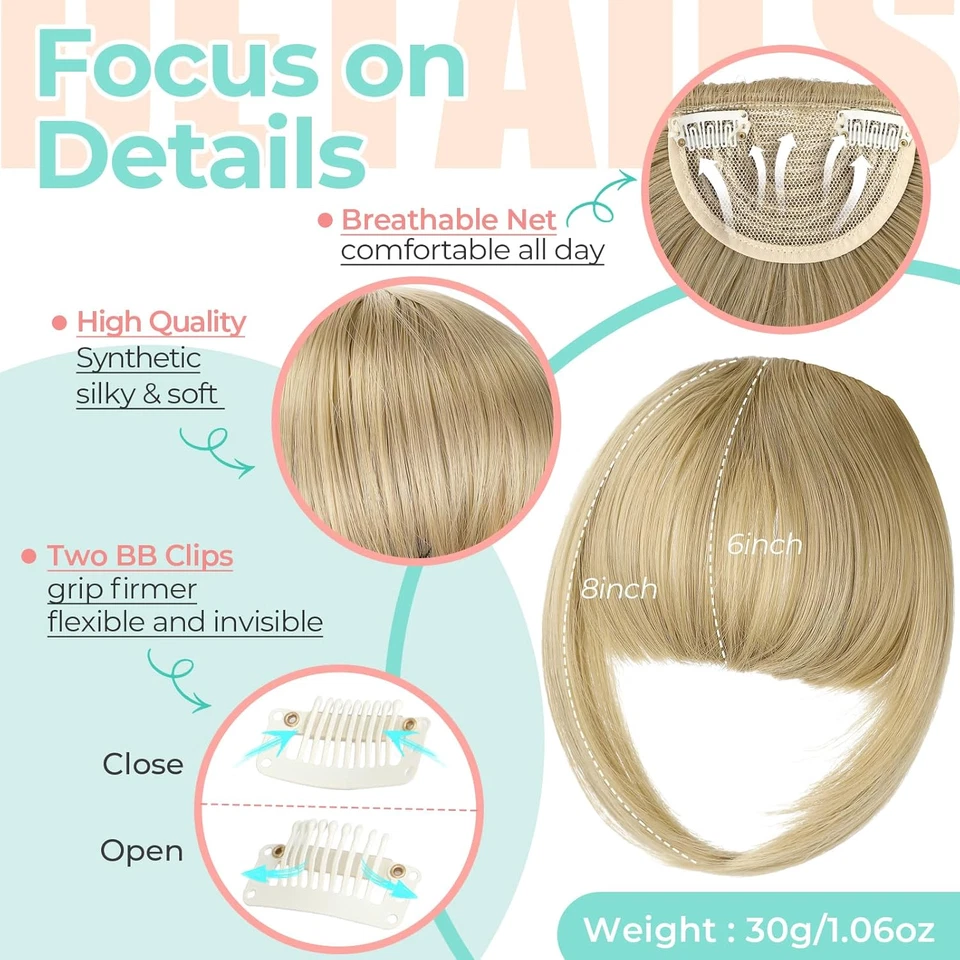 Clip in Pony, synthetische französische Pony Haarspange, gefälschte Pony Fransen mit Bügeln - Bild 4 von 4