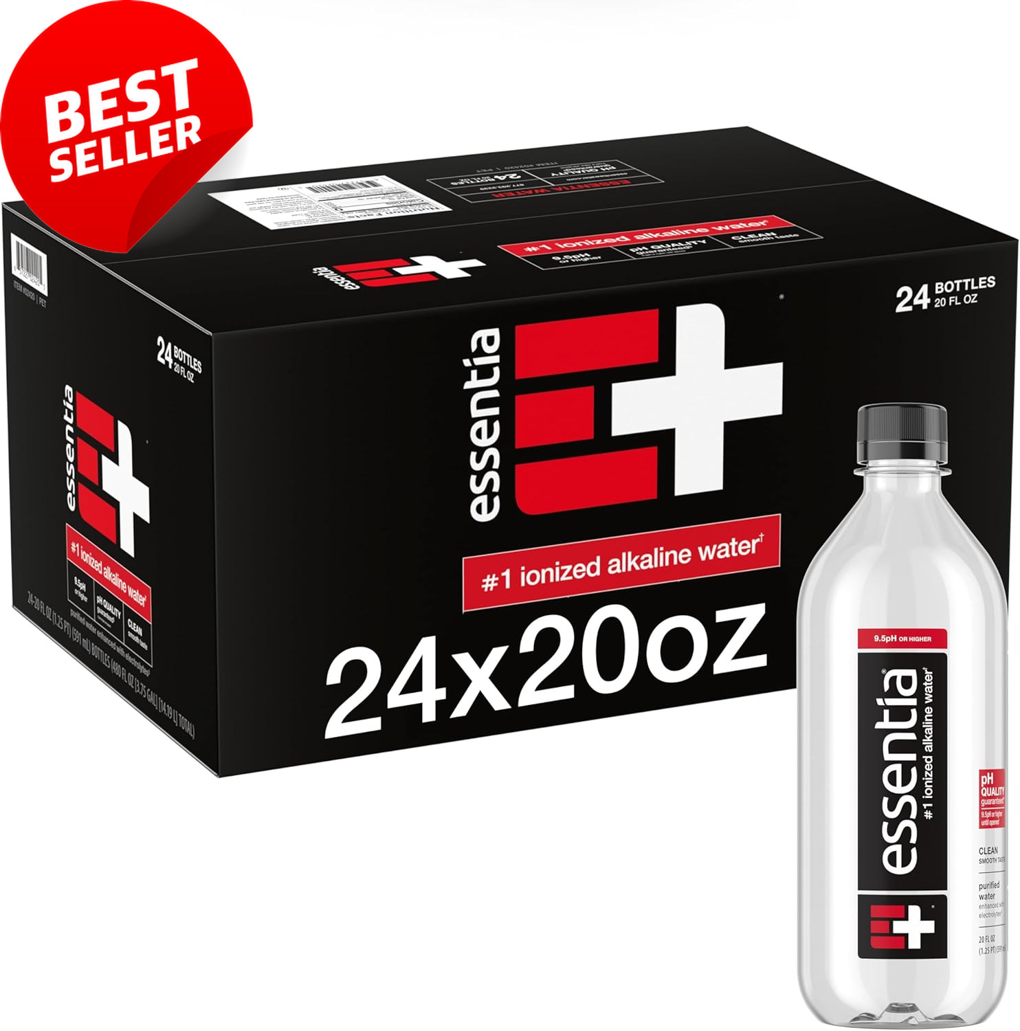 Ionized Alkaline Water 9.5+ pH 20oz 24-Pack Electrolytes Pur