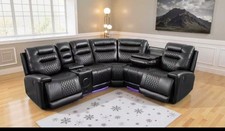 Halifax Music electric corner recliner sofa- USB + Bluetooth Speakers + Blue LED