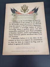 The American Creed Chrysler Motor Co. 1940 Embossed Print W Flag Wiiliam T Page