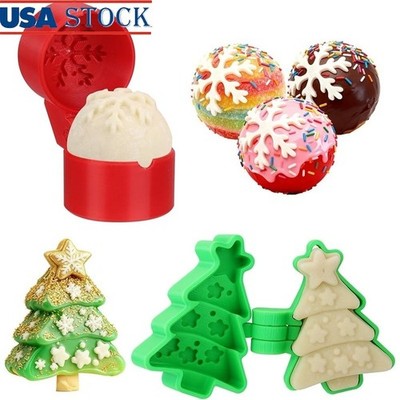 3D Embossed Christmas Cake Pop Molds Gingerbread Snowflakes Tree Shapes Set New