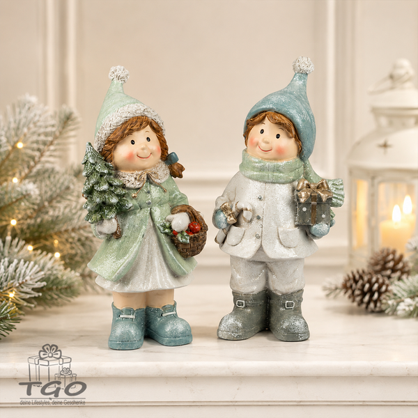 Formano Winterkinder Figur Aus Kunststein Handbemalt- 2Er Set- 721259-image