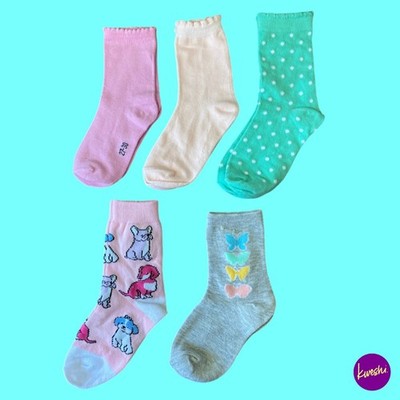 Markenlose Mädchen 5 Paar Baumwollsocken, Multi, 4-6 Jahre, UK 9-12 | EU 27-30