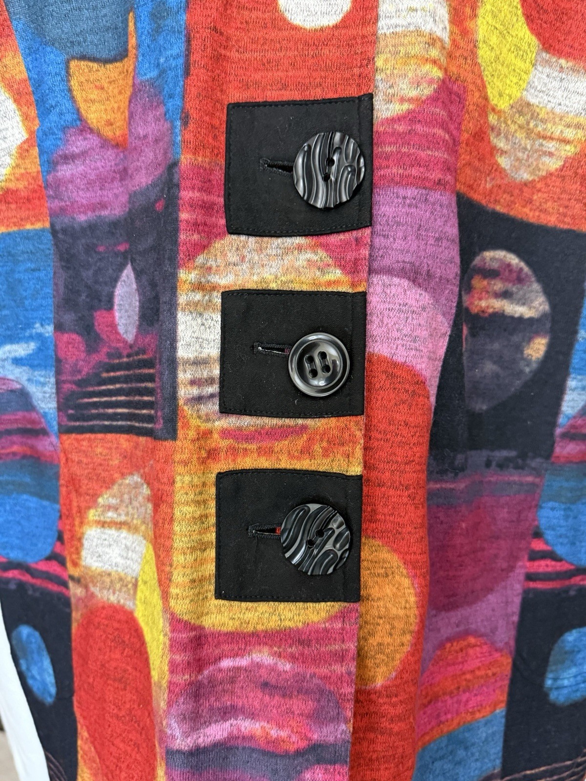 John Mark Multicolor Geometric Button-Front Knit … - image 6