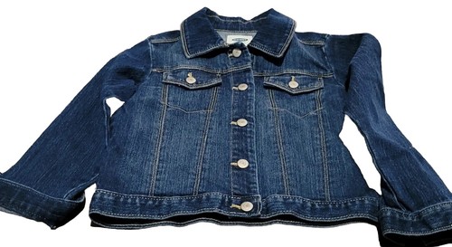 OLD NAVY Girls Jean Jacket Size 5T Blue Stretch Denim Front Buttons Faux Pockets