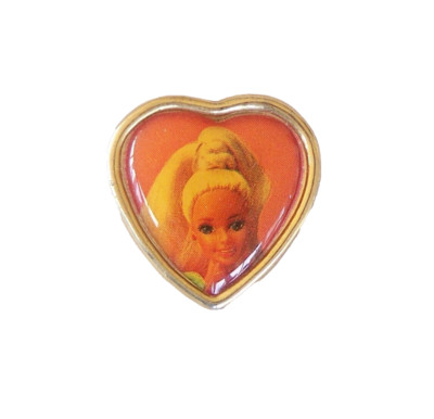 VINTAGE BARBIE MATELL LOVE HEART SHAPED SOUVENIR LAPEL PIN HAT BADGE BROOCH