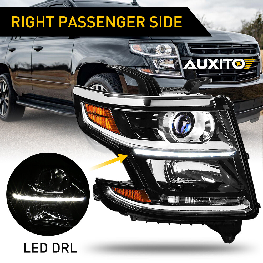 For 2015-2020 Tahoe Chevy Suburban Right Headlight Black Housing Amber Refle EXA