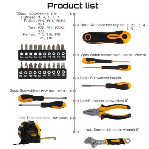 34 Piece Tool Kit General Household Hand Tool Set with Portable Tool Case - Picture 6 of 16