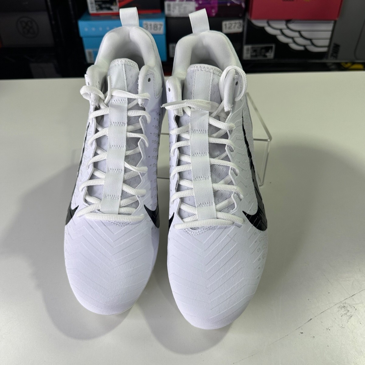 Nike Alpha Menace Pro 2 Low White Black Football Cleats 