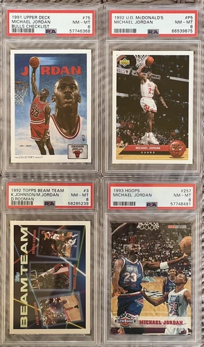 Michael Jordan PSA 8 Graded 4 Card Lot HOF GOAT Newly Graded See Description