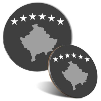 Maus Matte & Untersetzer Set - BW - Kosovo Flagge Karte #41704