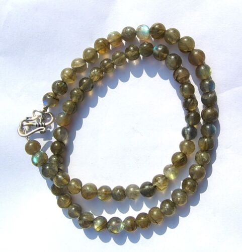 Deal Rondelle Labradorite Stone 925 Silver New Beaded 20.5" Necklace Jewelry - Picture 6 of 10