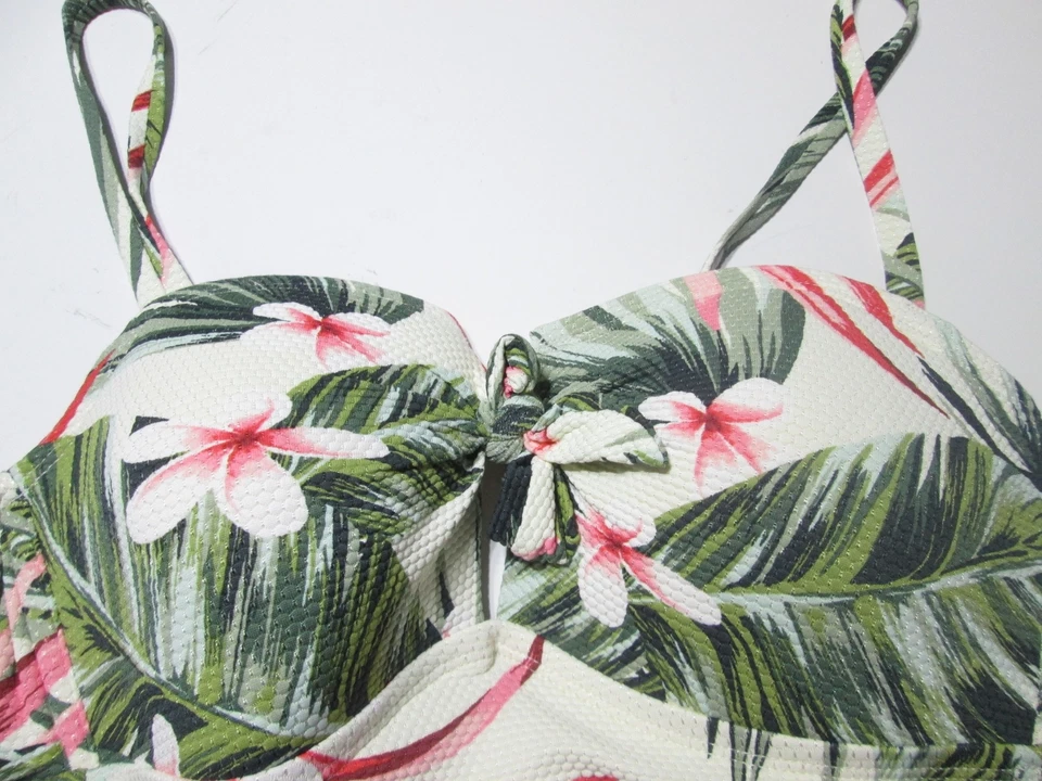 Traje de baño Kona Sol para mujer talla S de una pieza blanco multi inalámbrico forrado floral natación Foto 4 de 4