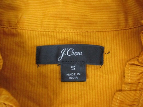 J Crew Blouse Womens Small Button Up Puff Short Sleeve Orange Cotton Striped - Picture 3 of 12