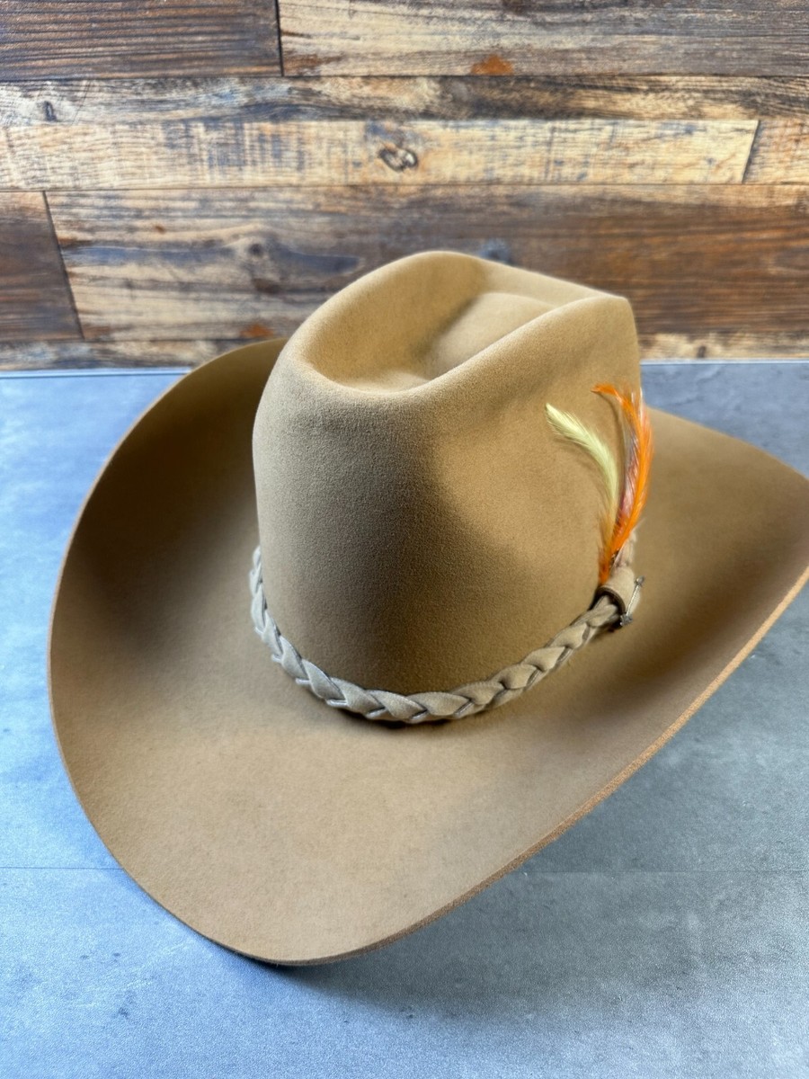 John B. Stetson Western Hat Men's 4X Beaver Wide Brim Feather | eBay