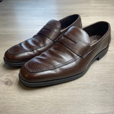 Allen Edmonds Georgetown Men 9 D Brown Fine Leather Apron Toe Penny Loafers Shoe
