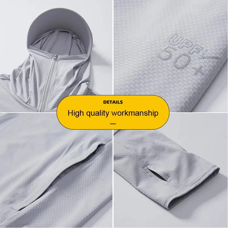 Manga Larga Sudadera con Capucha Verano Protección UV Secado Rápido Ropa Hombres Chaqueta con Capucha Foto 4 de 4