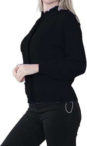 Ladies Crew Neck 7 Button Knitted Cardigan Ladies 2 Pockets Long Sleeves Sweater - Picture 4 of 45