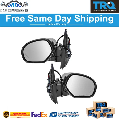 TRQ New Mirror Power Folding Heated Set of 2 For 2007-2014 Cadillac Chevrolet