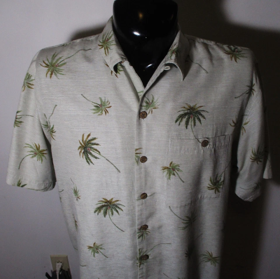Camisa manga corta seda verde claro SILK LUAU talla L Foto 2 de 4