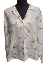 Talbots Linen Jacket (16) Ivory Butterflies C...