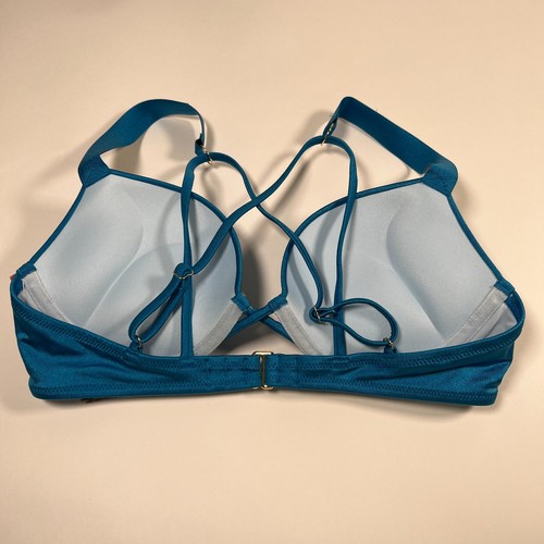 Victoria Secret 34B M Bombshell Push Up Bikini Top Bottom Set Shine Strap Teal - Picture 7 of 13