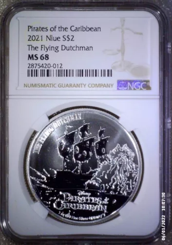2021 NIUE 1 Oz Silver $2 Pirates of the Caribbean - The Flying Dutchman NGC MS68