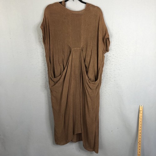 Lagenlook Maxi Womens Large Brown Wide Weave Boho Artsy Ethic Beach Airy - Picture 4 of 24