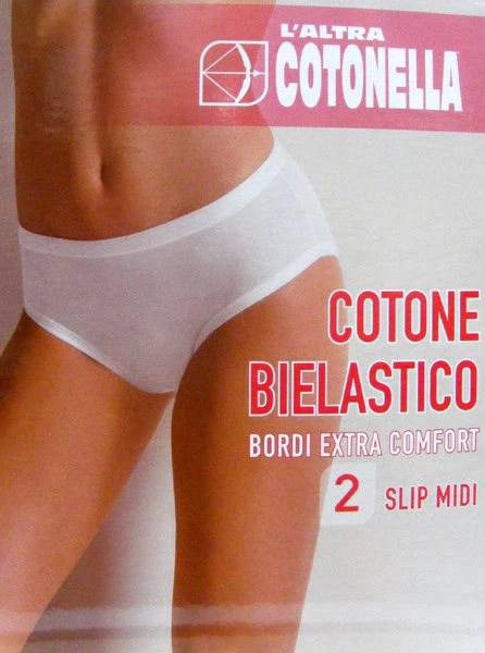 SLIP DONNA COTONELLA CONF 3 PEZZI SLIP MIDI BIANCO O NERO TG M L