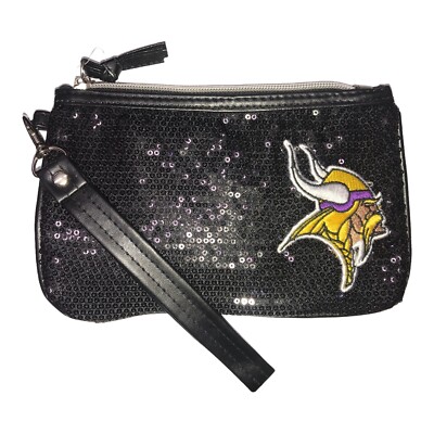 NFL Officially Licensed Black Sequin Wristlet Clutch