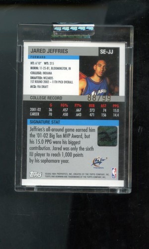 2002-03 Bowman Signature Jared Jeffries SILVER ROOKIE Autograph Card Auto ONLY - Picture 2 of 2