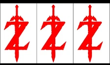 Zelda Sword Z Three 7" Graphic Vinyl Decals Car Window Laptop Tablet Notebook
