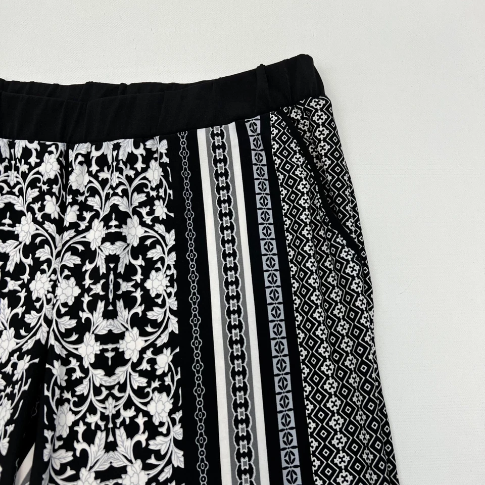 NY Collection Pull On Mixed Print Wide Leg Pants Women’s Size Large Pockets - Image 3 of 4