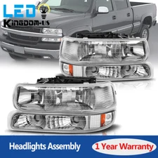 Headlights + Bumper Signal Lamps For 99-02 Chevy Silverado 00-06 Suburban Tahoe
