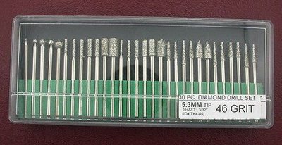 30 Piece 46 Grit Diamond Drill Set Lapidary Tool 3/32'' TK4-46