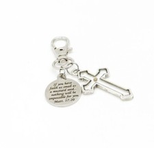 Mustard Seed Verse With Cross Clip On Charm, Matthew 17 20, Purse Charm
