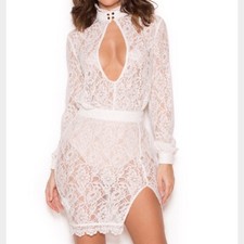 House Of CB White Lace Cut Out Dress XS